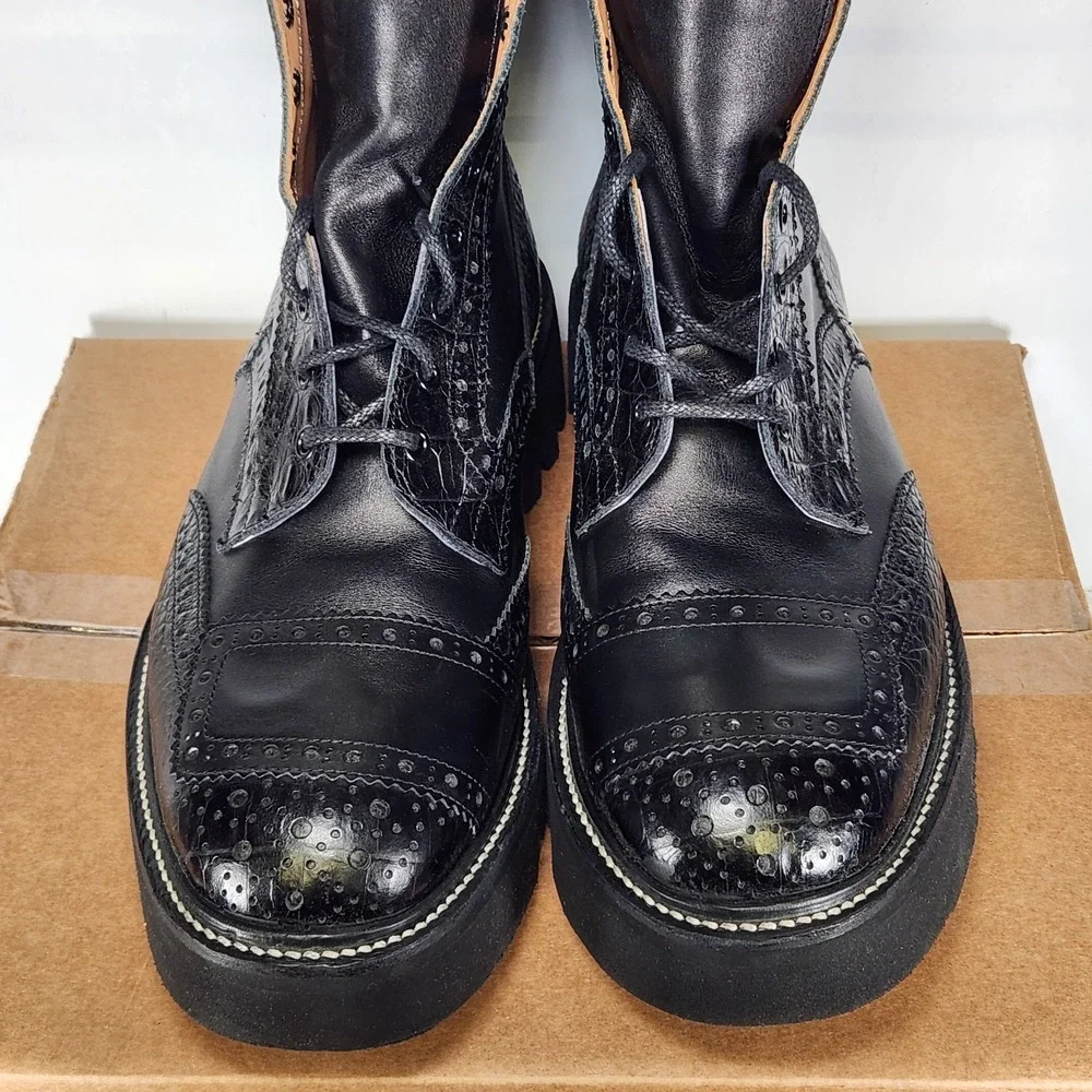 Tricker's Brogue Boots Mens Size 11 Black Two Tone High Leg Todd Snyder 7565/4
